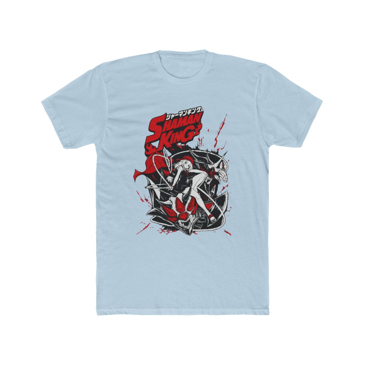 HUBGO Anime Shaman King T Shirt Merch Casual Short Sleeved T Shirt Tee, Adult, Size: 5XL, Black